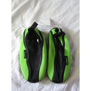 New Wave Runner size 7 toddler aqua water sock slip shoes Green Black Breathable